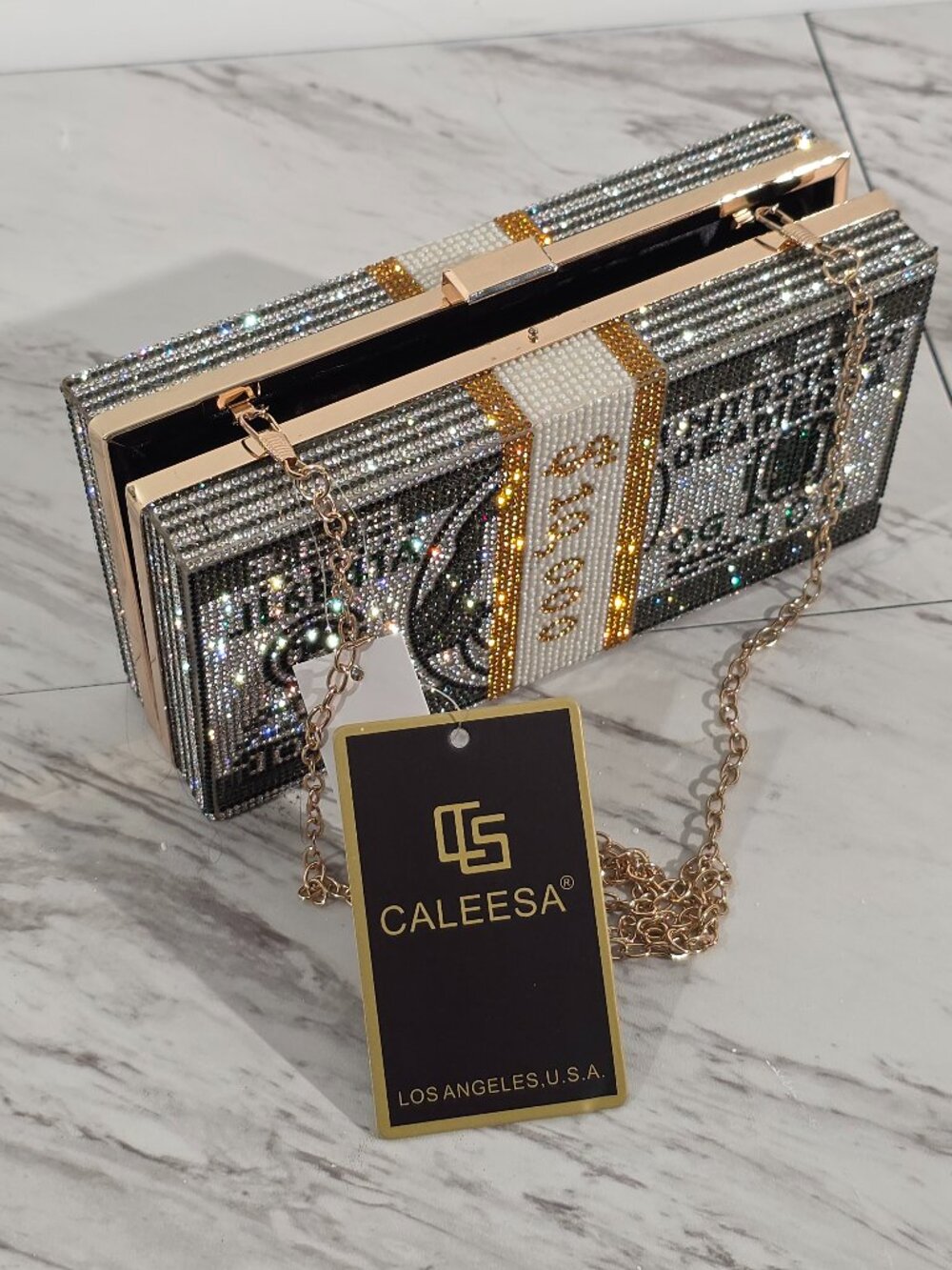 Dollar Clutch Purse for Women from, Rhinestone Evening Handbag Money Bag